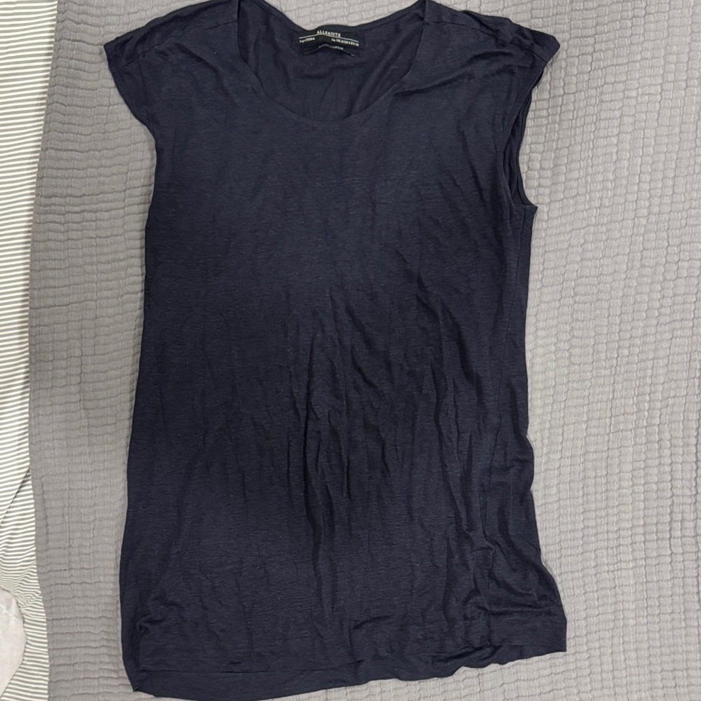 All Saints Dark Blue Cap Sleeve Tee